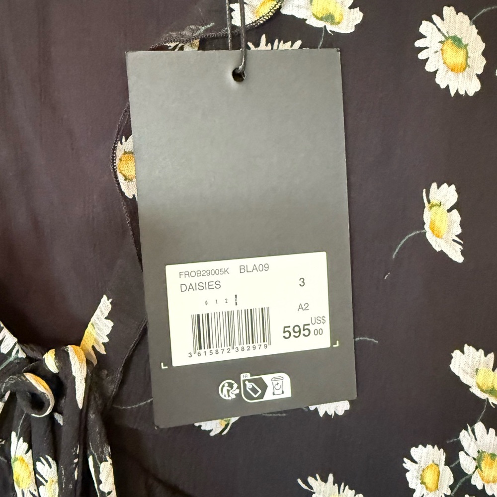 THE KOOPLES Black Daisy Floral Print Silk Cocktail Dress NWT 3 Large $595 - Picture 7 of 10